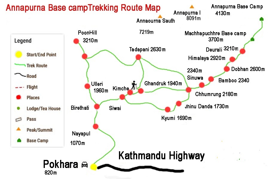 tourhub | Sherpa Expedition & Trekking | Annapurna Base Camp Trek 13 Days | Tour Map