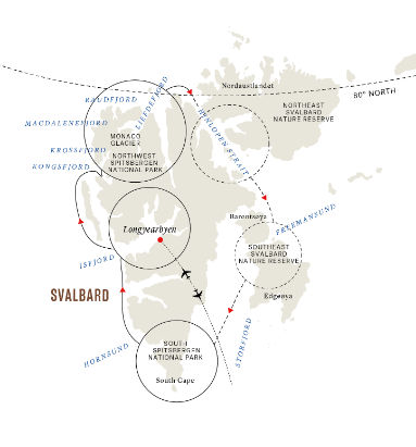 tourhub | HX Hurtigruten Expeditions | In the Realm of the Polar Bear | Circumnavigating Spitsbergen | Tour Map
