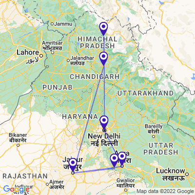 tourhub | UncleSam Holidays | India Heritage Tour with Himachal | Tour Map