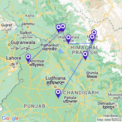 tourhub | UncleSam Holidays | Himachal Pradesh Tour | Tour Map