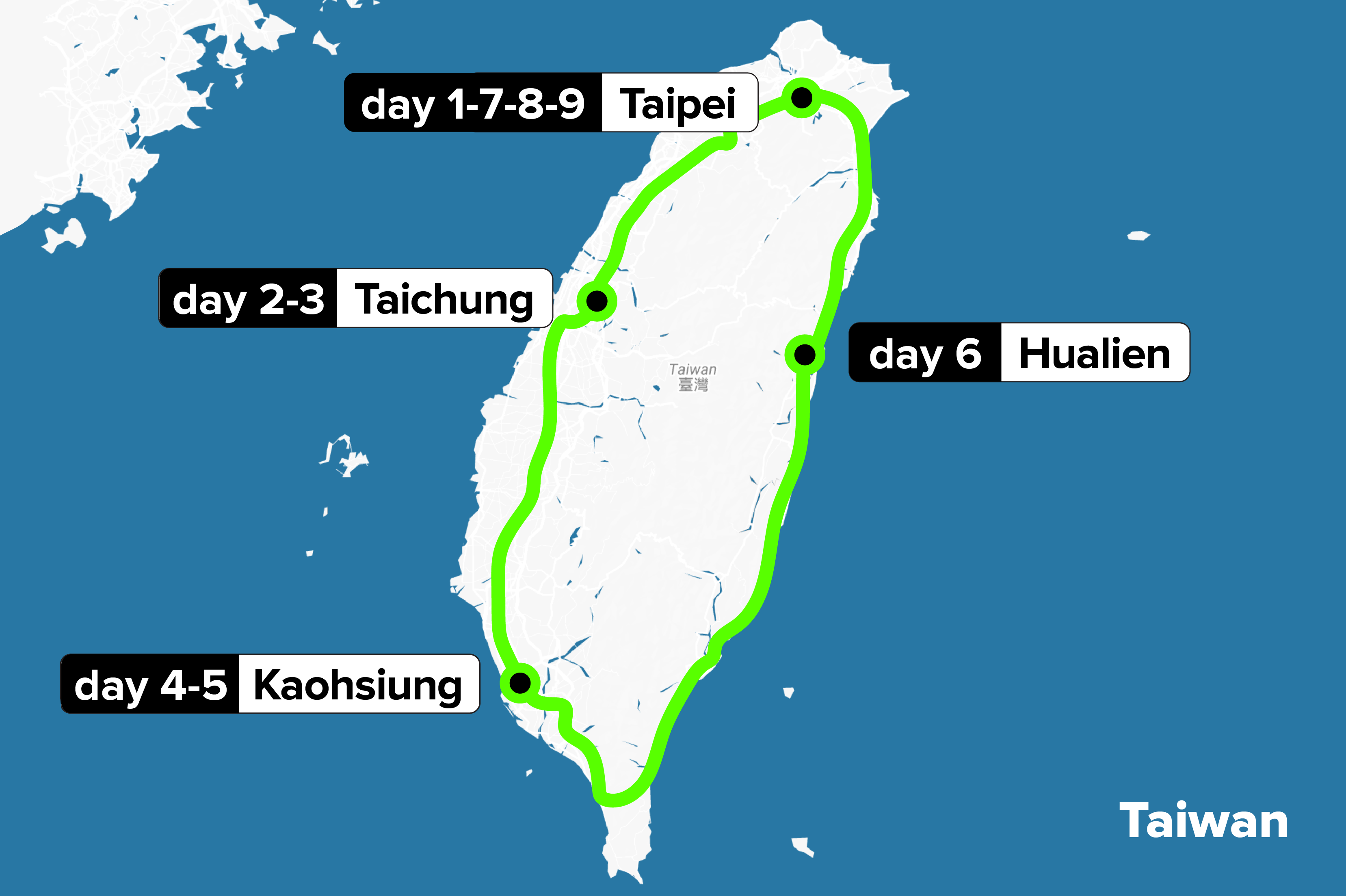 tourhub | Culture Trip | A Taste of Taiwan by Train | TWN | Route Map