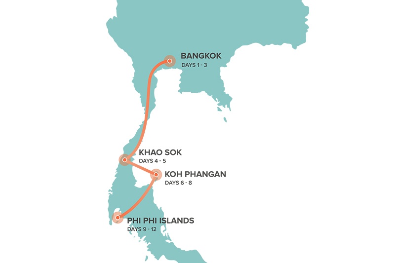 tourhub | Intro Travel | Thai Intro 12 day | Tour Map