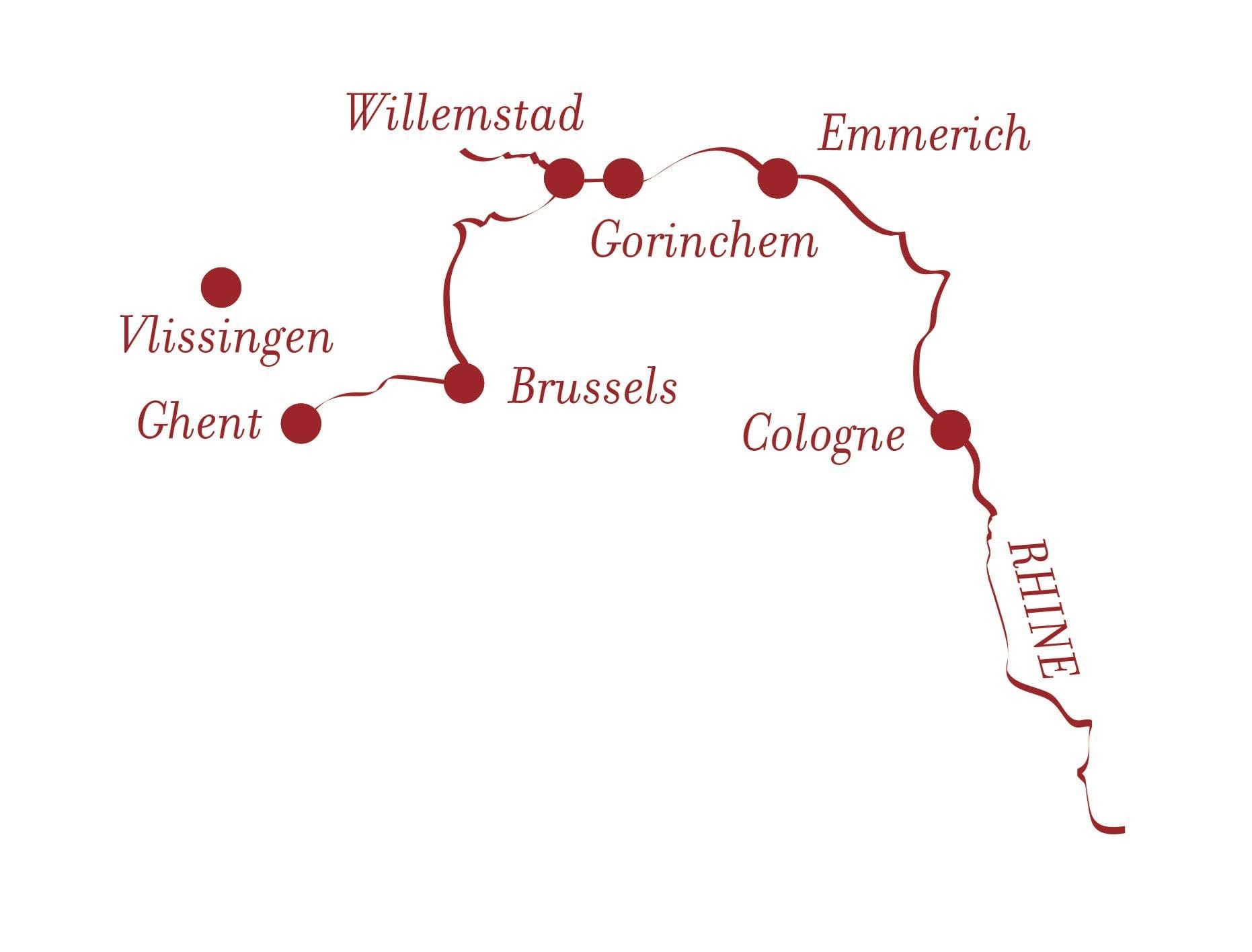 tourhub | A-ROSA River Cruises | Rhine Experience Netherlands & Belgium | Tour Map