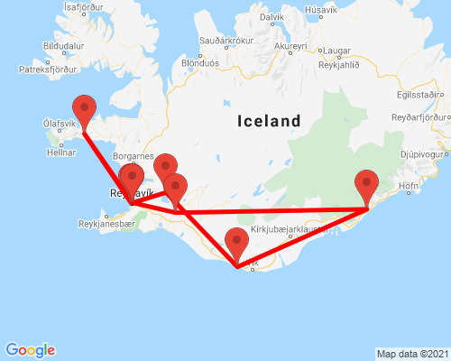 tourhub | Indogusto | Epic Iceland Wonders | Tour Map