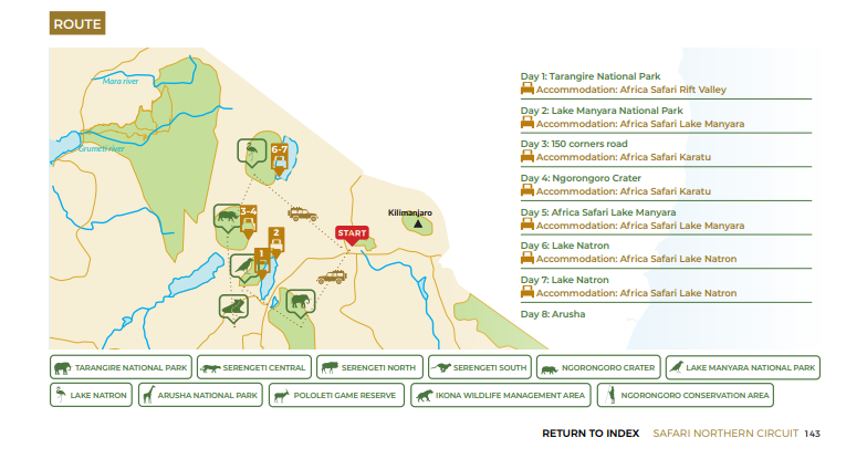 tourhub | Beach and Safari Holidays | Tanzanian Splendours: From Wildlife to Wonders | Tour Map