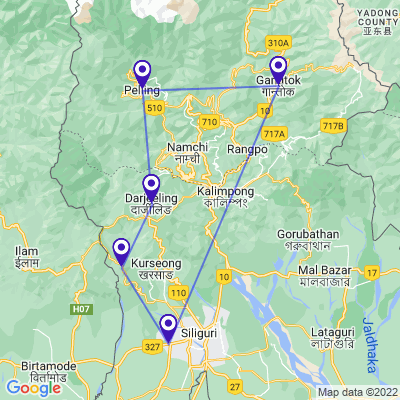 tourhub | UncleSam Holidays | Darjeeling and Gangtok Tour | Tour Map