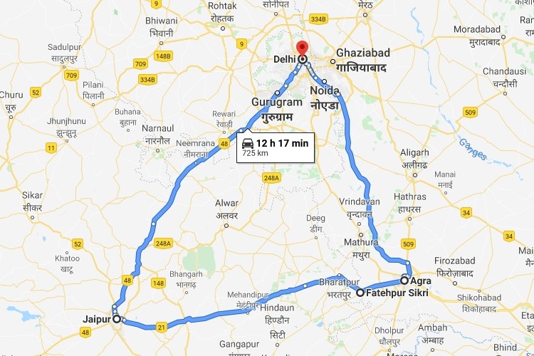 tourhub | Ramble Advisor | Golden Triangle India Tour | Tour Map