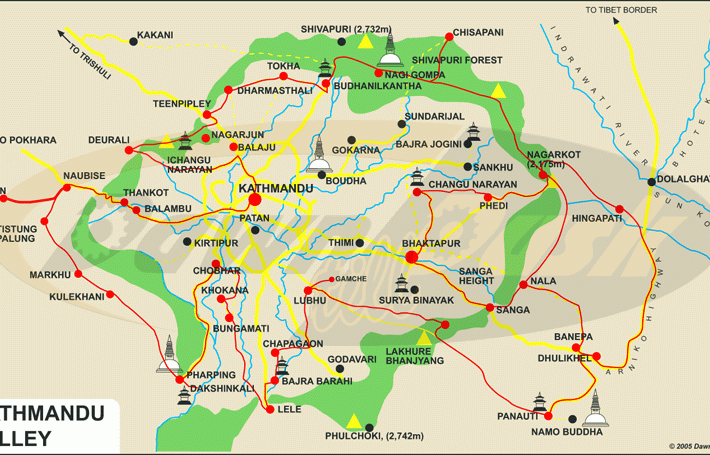 tourhub | Mount Adventure Holidays | Kathmandu mountain Bike Tour | Tour Map