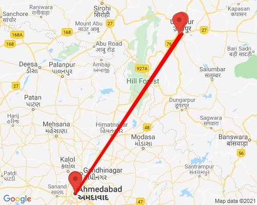 tourhub | Agora Voyages | Ahmedabad to Udaipur | Tour Map