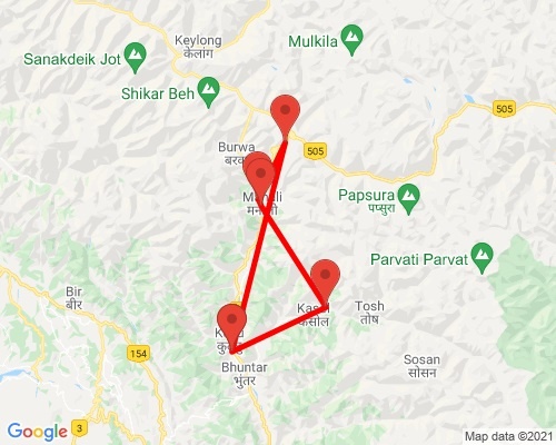 tourhub | Agora Voyages | Peaks and Valleys: A Journey through Manali and Shimla | Tour Map