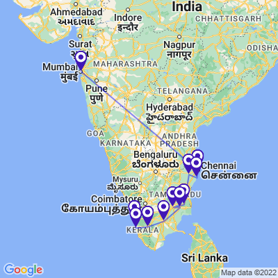 tourhub | Panda Experiences | Exotic South India | Tour Map