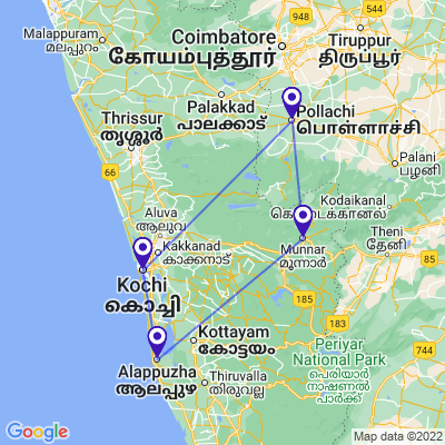tourhub | UncleSam Holidays | Kerala Amazing Tour | Tour Map