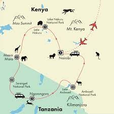tourhub | Africa Safari Bookings Advisory Center | 15 Days Kenya Tanzania Victoria Falls Holiday | Tour Map