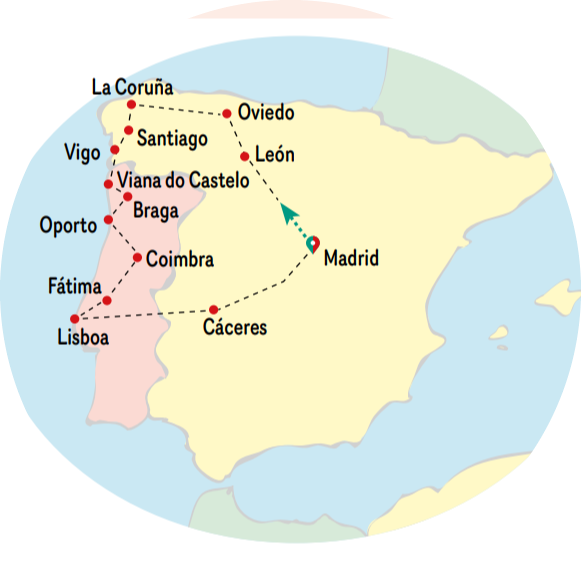 tourhub | VPT TOURS | 10 Days Galicia & Portugal (Tuesdays) | Tour Map