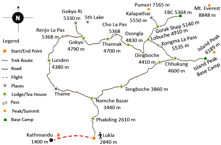 tourhub | Sherpa Expedition & Trekking | Everest Three High Pass Trek | Tour Map