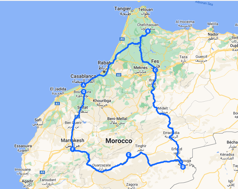 tourhub | Morocco Private Tours | 7 Days Morocco Private Tours From Casablanca | Tour Map