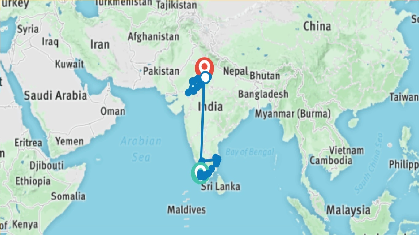 tourhub | GT India Tours | South and North India Tour | Tour Map