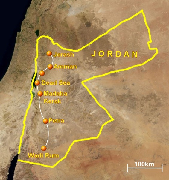 tourhub | Desert Moon Tours | Jordan Medium Hikes | Tour Map