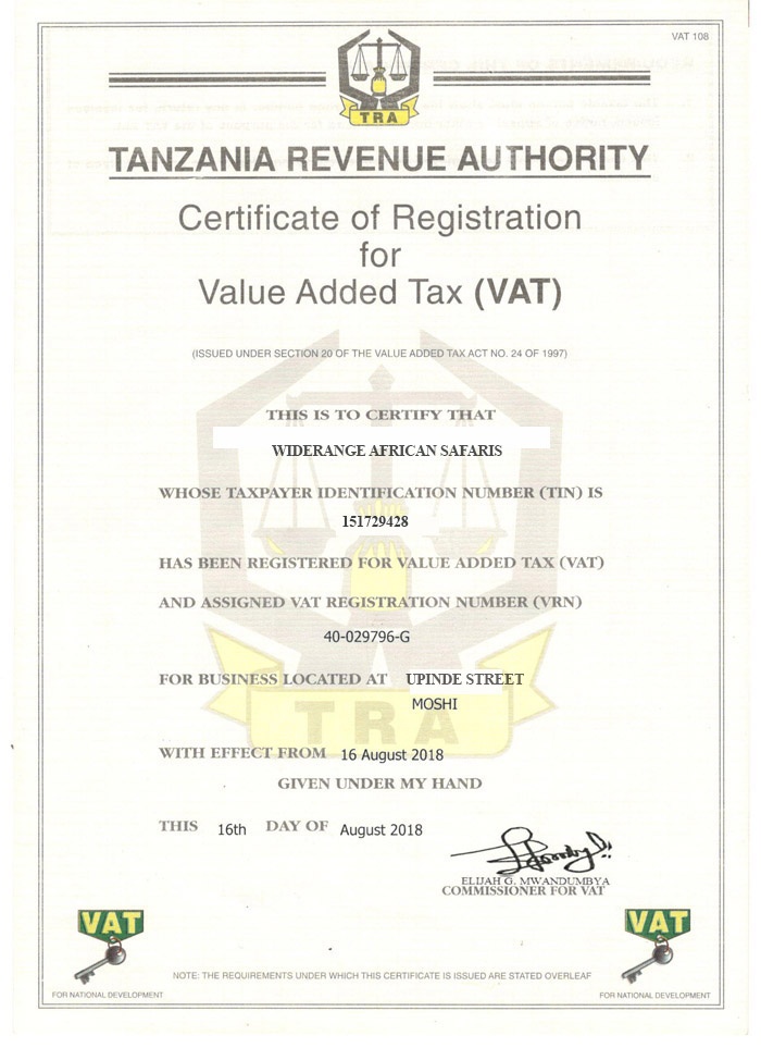 VAT certifcate