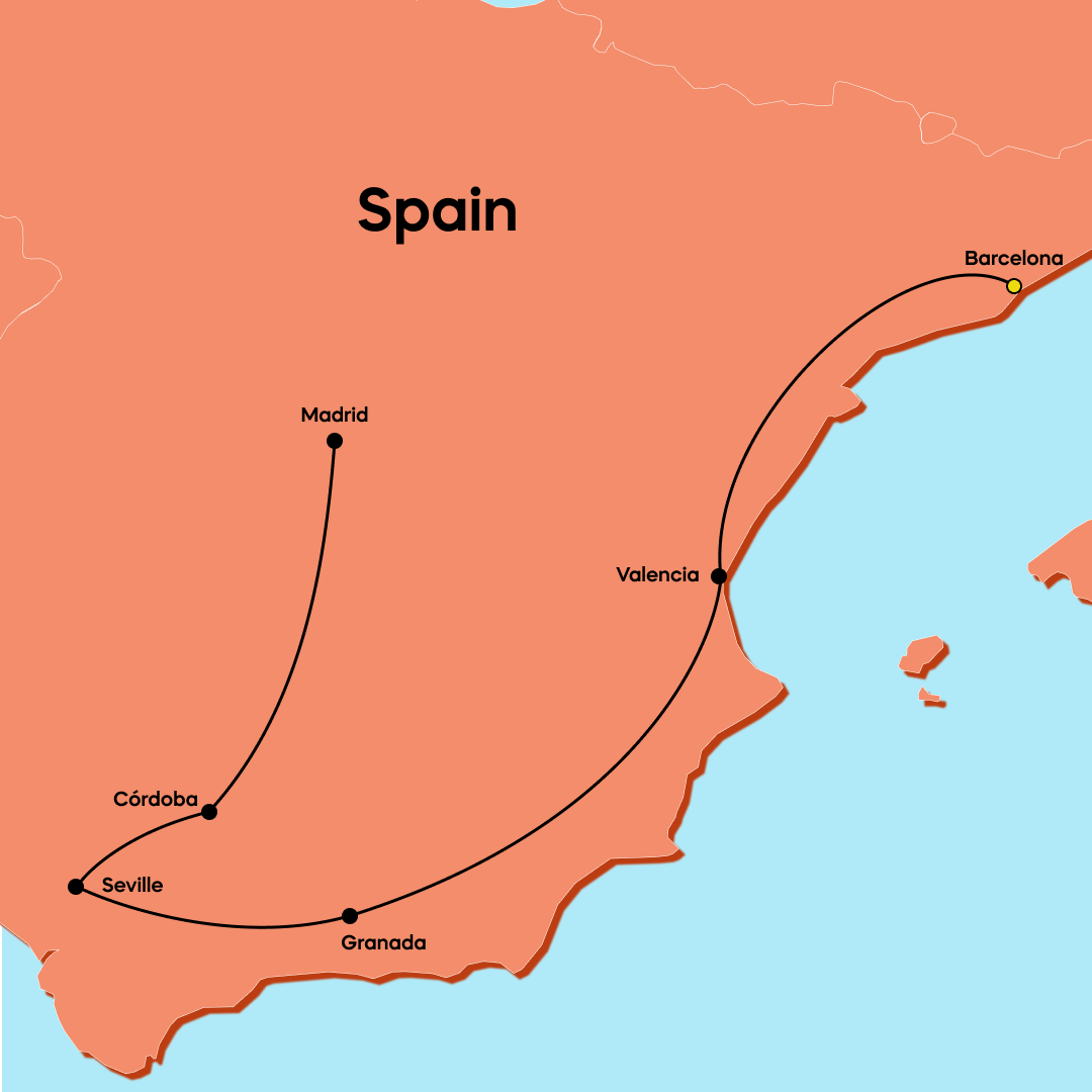 tourhub | Omega Tours | Spain’s Soul: A 9-Day Small Group Experience | Tour Map