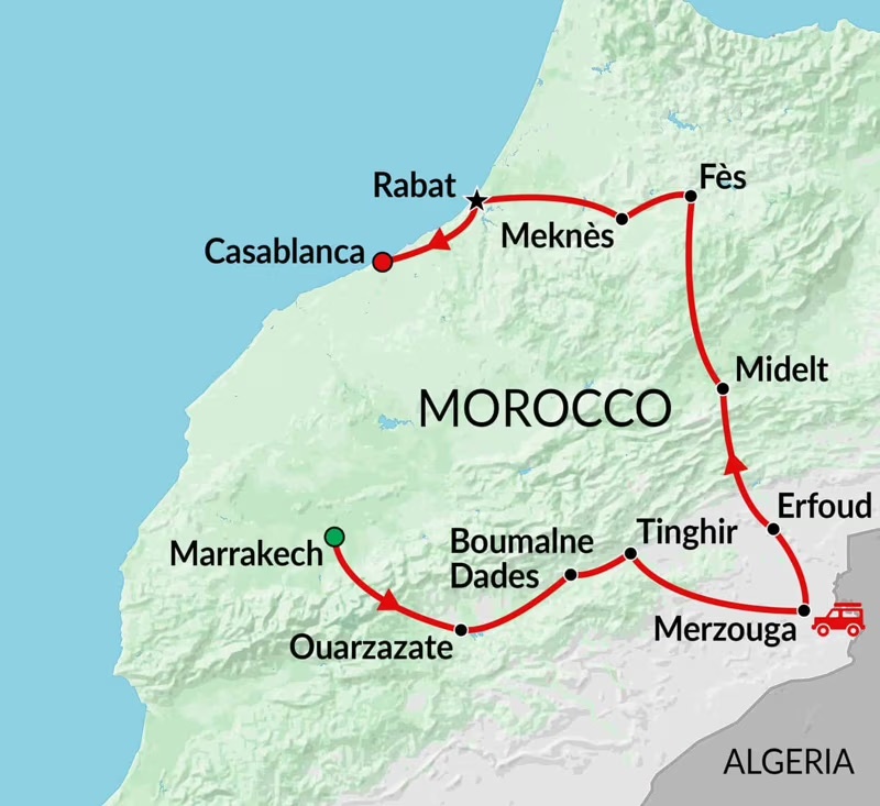 tourhub | Encounters Travel | Moroccan Melodies tour | Tour Map