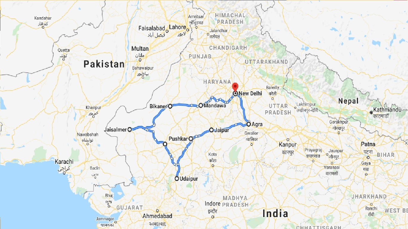 tourhub | Panda Experiences | Heritage Rajasthan | Tour Map