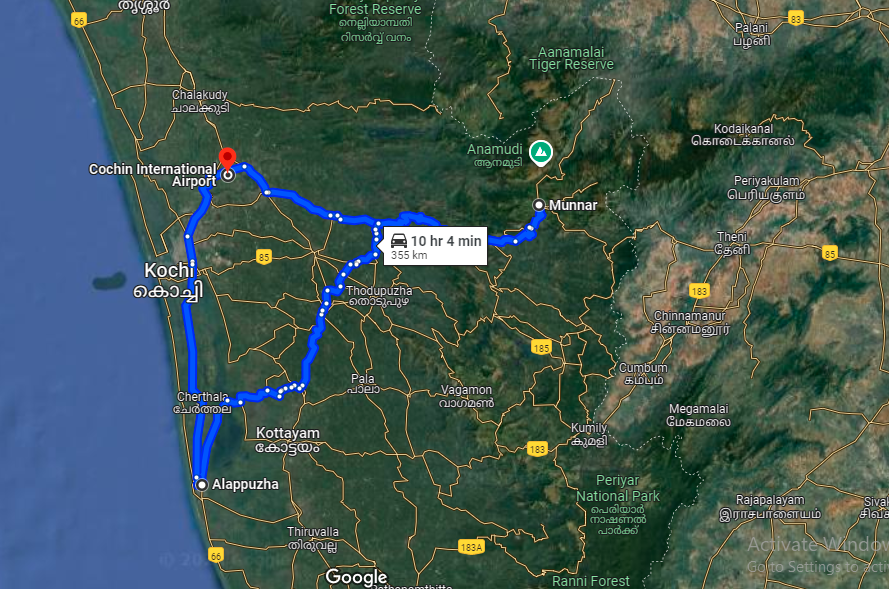 tourhub | The Voyages India | 3N/4D Kerala Tour from Cochin | Tour Map