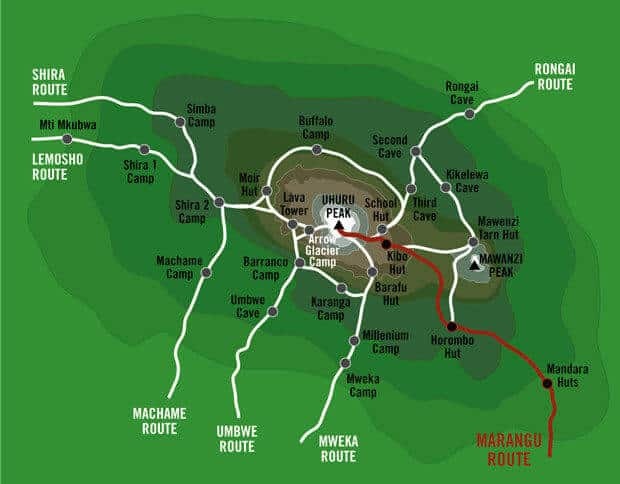 tourhub | Tanzania Wildlife Adventures | Mount Kilimanjaro - 5 Days Marangu Route | Tour Map