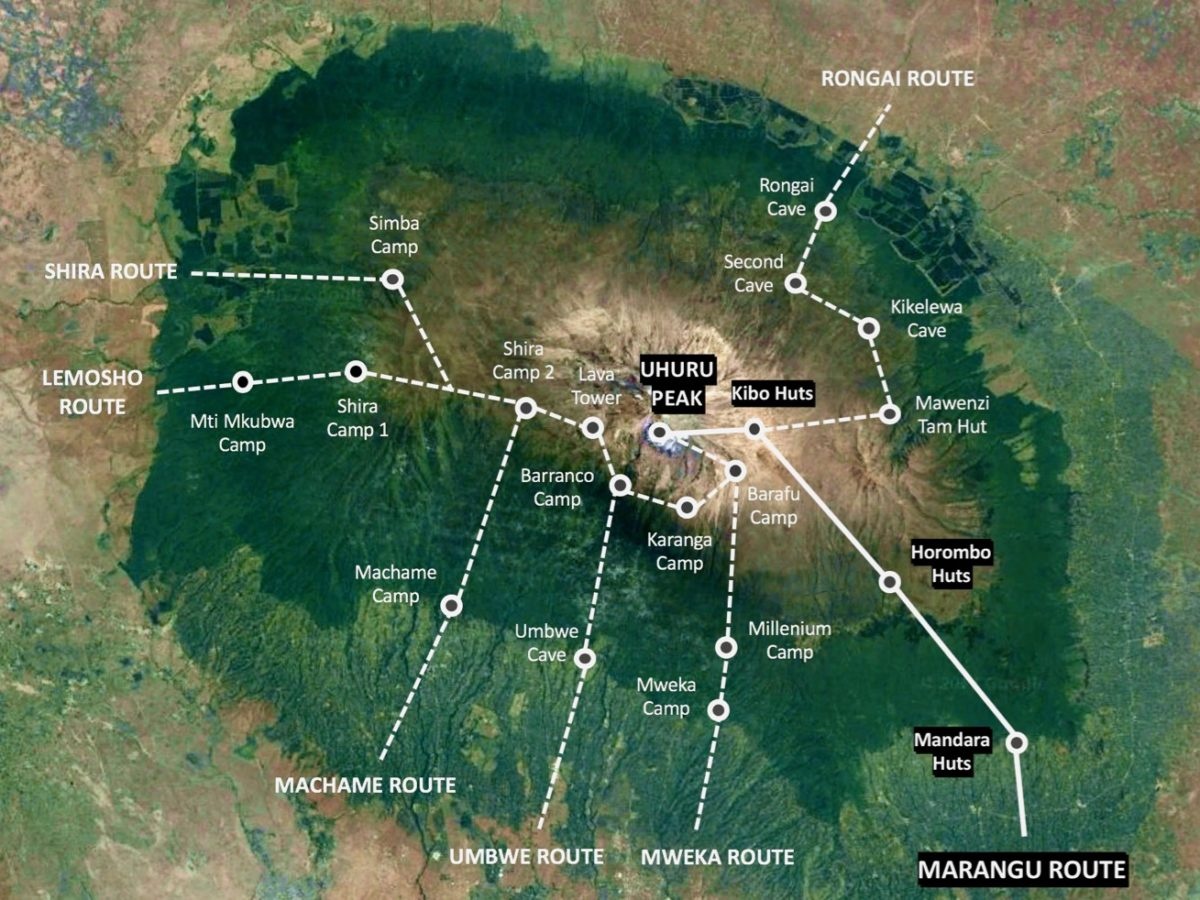 tourhub | Mbega African Safaris | 6 Days Kilimanjaro Climb Marangu Route | Tour Map