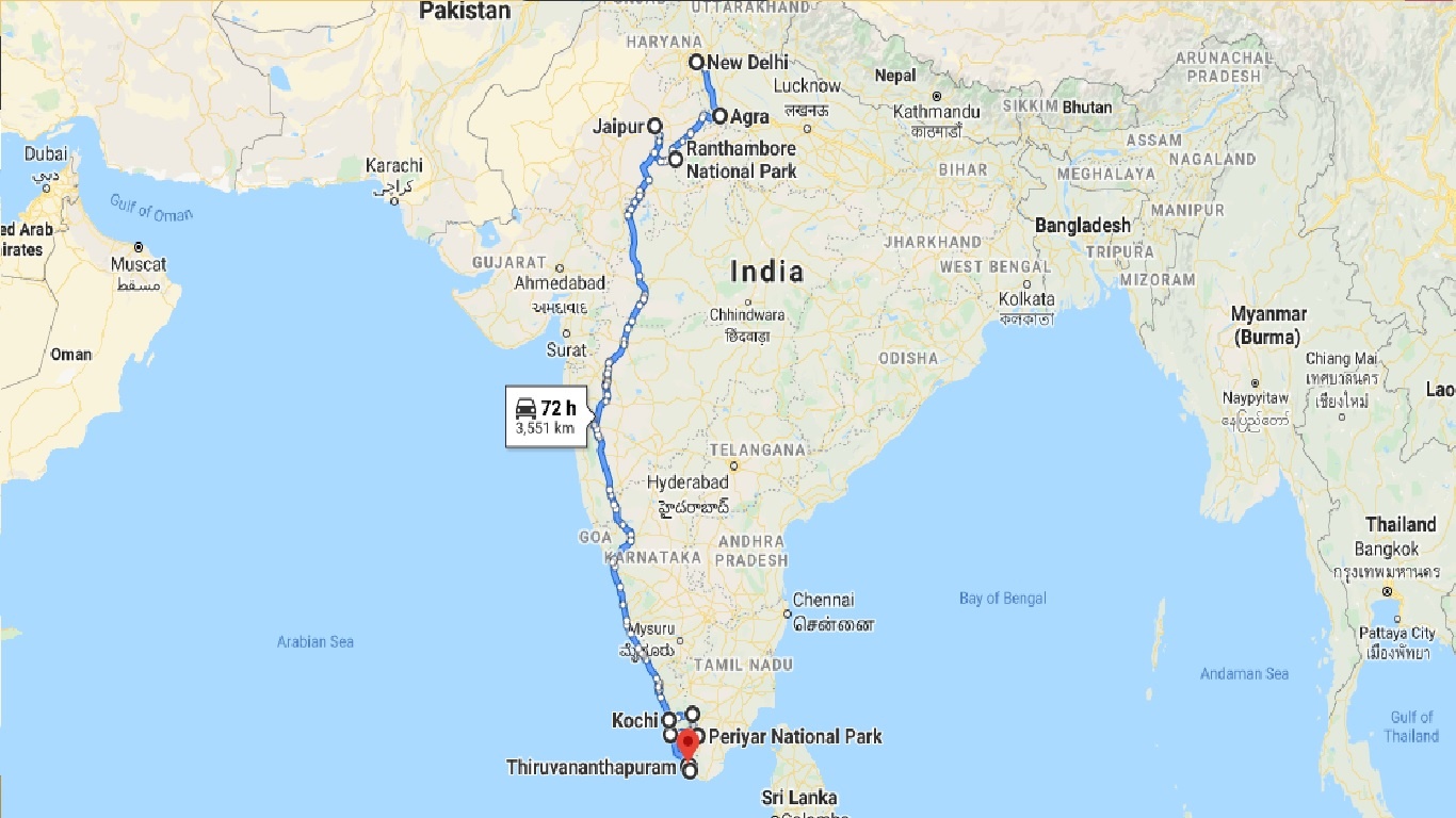 tourhub | UncleSam Holidays | India Sightseeing Tour | Tour Map