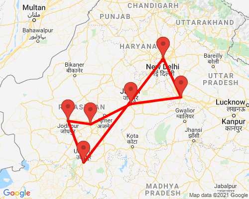 tourhub | Agora Voyages | Regal Rajasthan Palaces and Villages | Tour Map