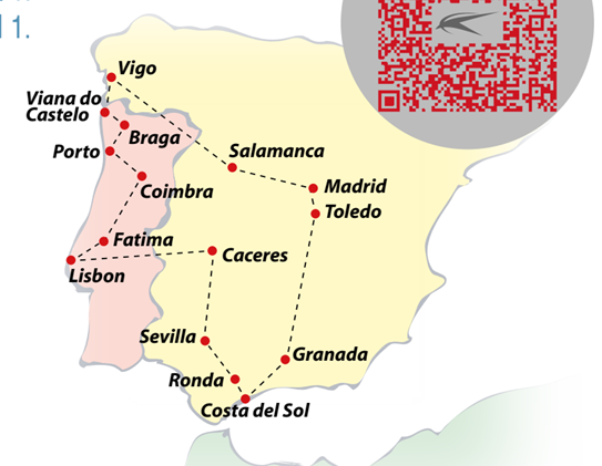 tourhub | VPT TOURS | 11 Days Castilla, Galicia, Portugal & Andalusia (Fridays) | Tour Map