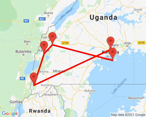 tourhub | Kent Safari Tours | 8 Days Private Tour In Uganda’s Forests | Tour Map