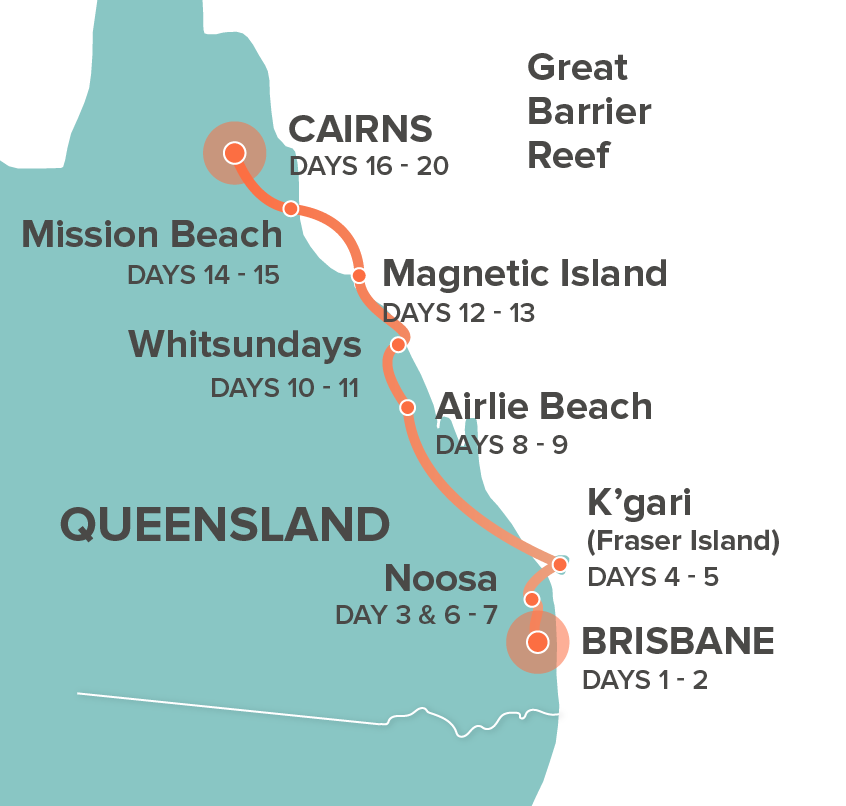 tourhub | Intro Travel | Oz East Coast + Work 20 | Tour Map