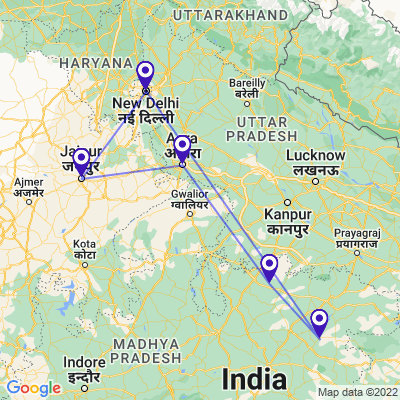 tourhub | Holidays At | Golden Triangle Tour with Bandhavgarh | Tour Map