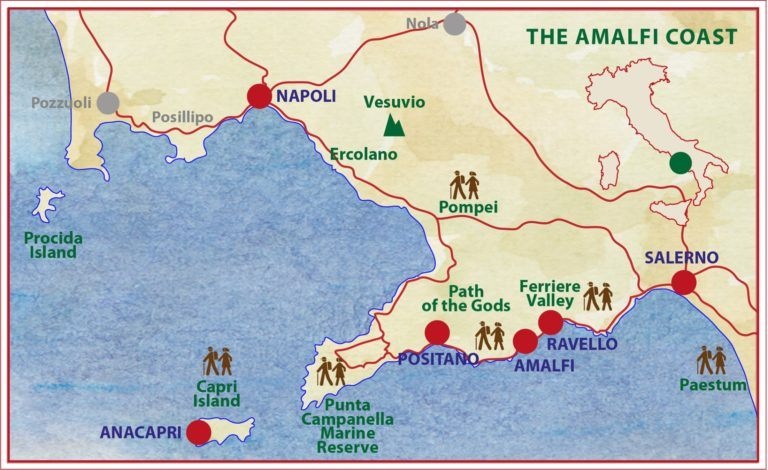 tourhub | Caspin Journeys | Amalfi Coast Walking & Hiking Tour | AMF | Route Map