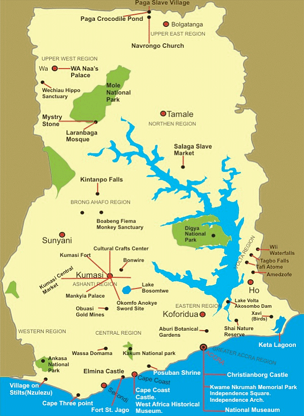 tourhub | Ashanti African Tours | Ghana Culture, History and Wildlife Tour | Tour Map