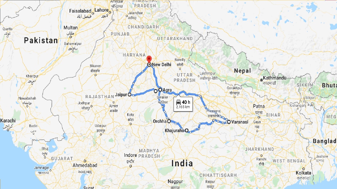 tourhub | UncleSam Holidays | Unbelievable North India | Tour Map