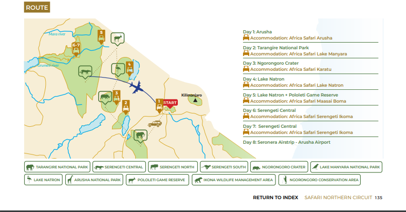 tourhub | Beach and Safari Holidays | Safari Serengeti Round Trip | Tour Map