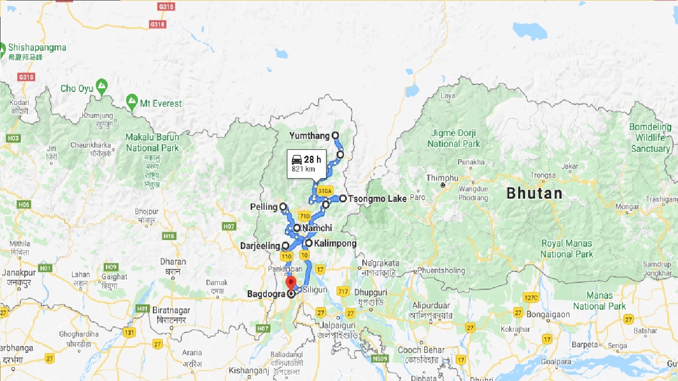 tourhub | UncleSam Holidays | North East India Tour | Tour Map