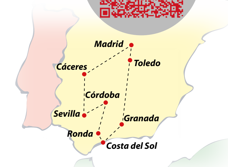 tourhub | VPT TOURS | 6 days Andalucia with Toledo from Madrid (Saturdays) | Tour Map