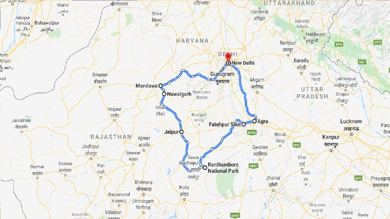 tourhub | Holidays At | North India Highlights | Tour Map