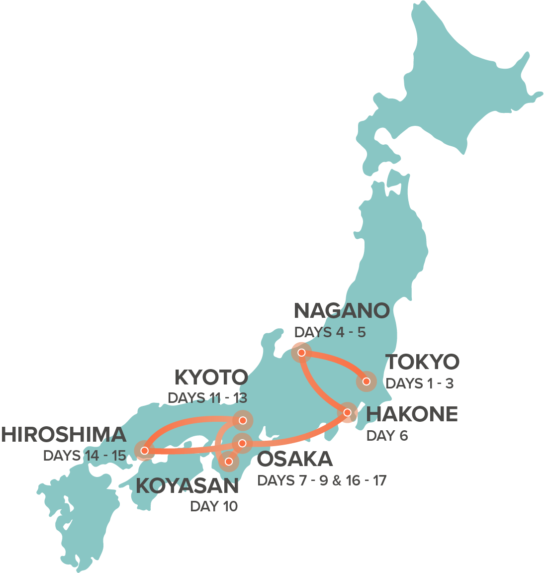 tourhub | Intro Travel | Japan Adventure 17 Day | Tour Map