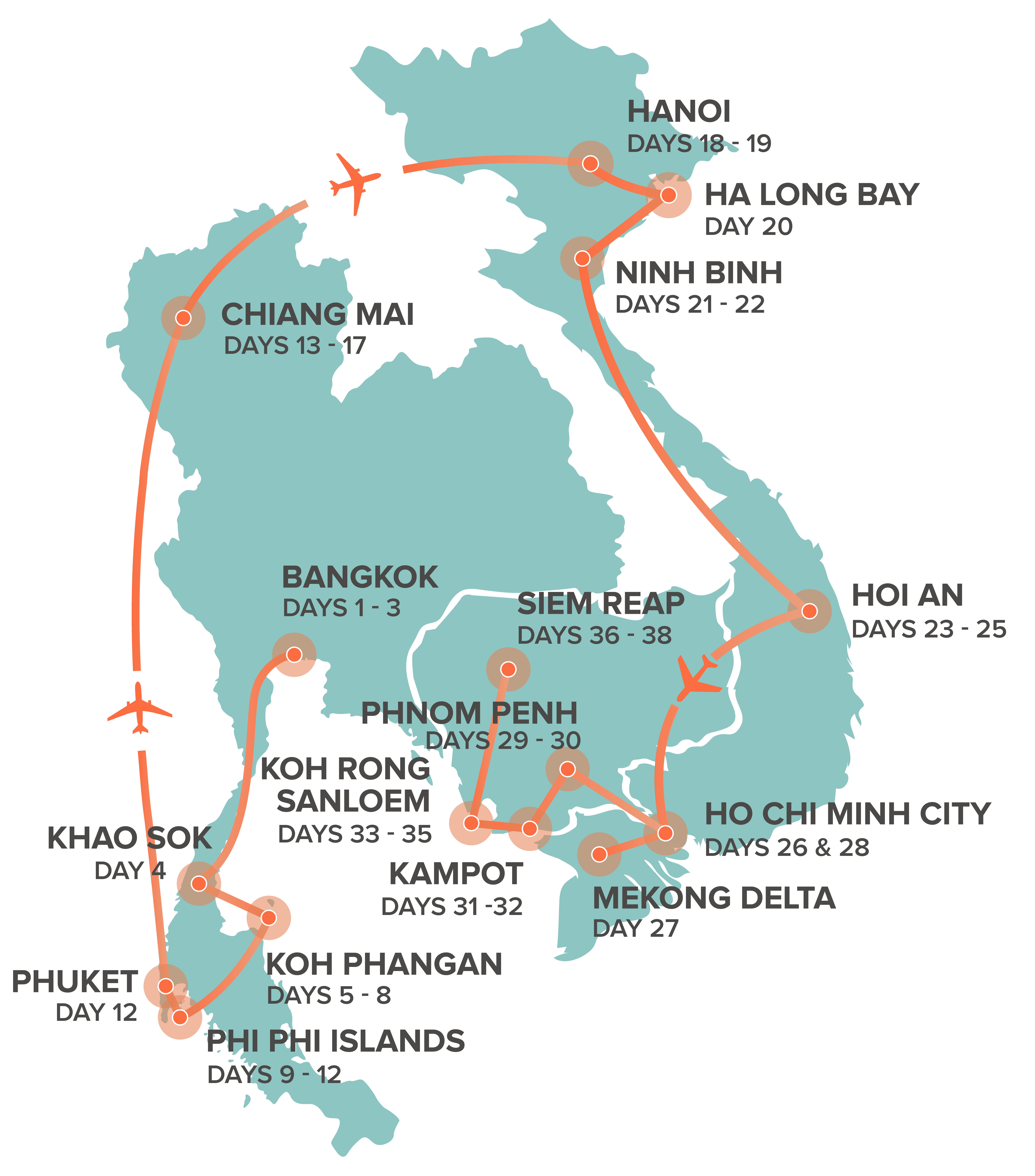 tourhub | Intro Travel | Epic Asia | THPHICM:EPIC | Route Map