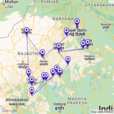 tourhub | Holidays At | North India Tour from Delhi | Tour Map