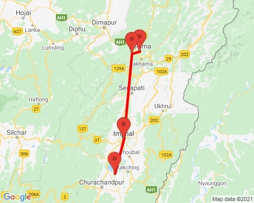 tourhub | Agora Voyages | Nagaland & Manipur Tribal Communities & Nature Trails | Tour Map