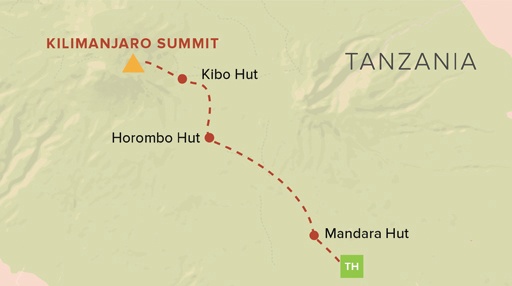 tourhub | OneSeed Expeditions | Kilimanjaro Marangu Route | Tour Map