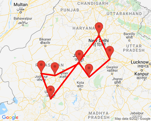 tourhub | Agora Voyages | Forts & Palaces of Regal Rajasthan | Tour Map