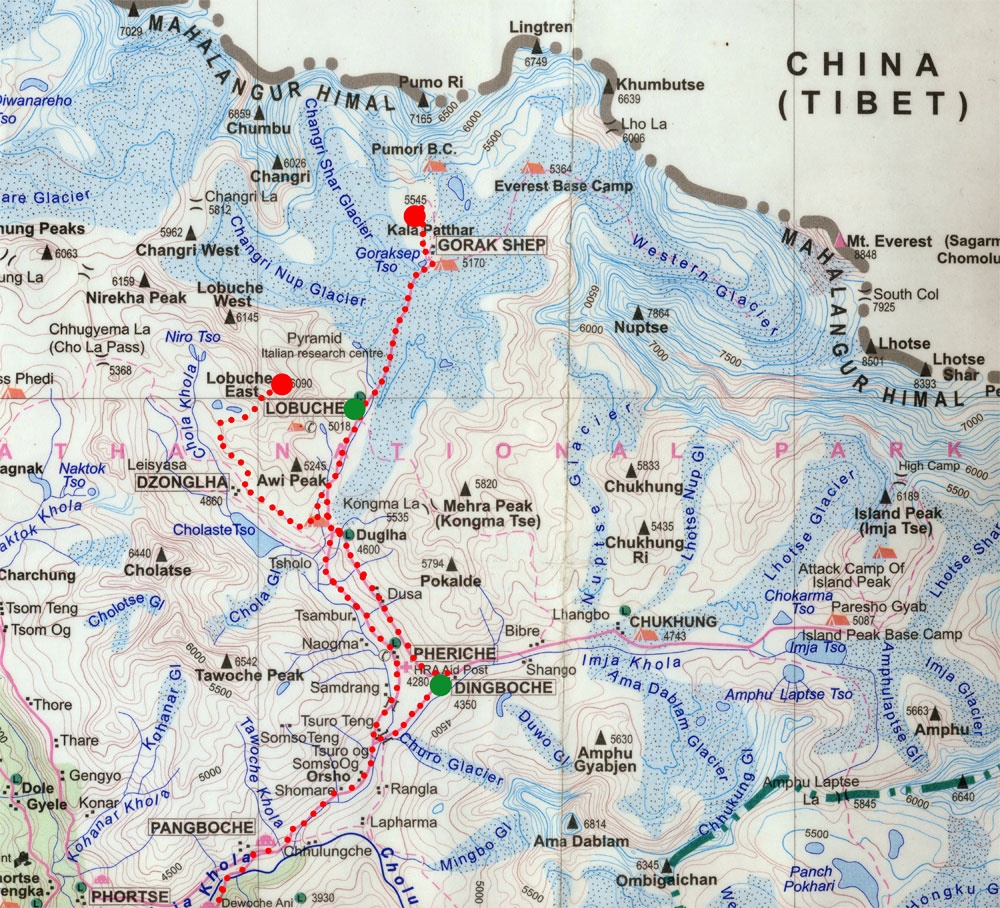 tourhub | Mount Adventure Holidays | Everest Base Camp Trek  & Lobuche Peak | Tour Map