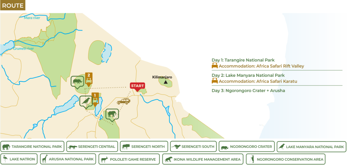 tourhub | Beach and Safari Holidays | Jewels of Tanzania | Tour Map